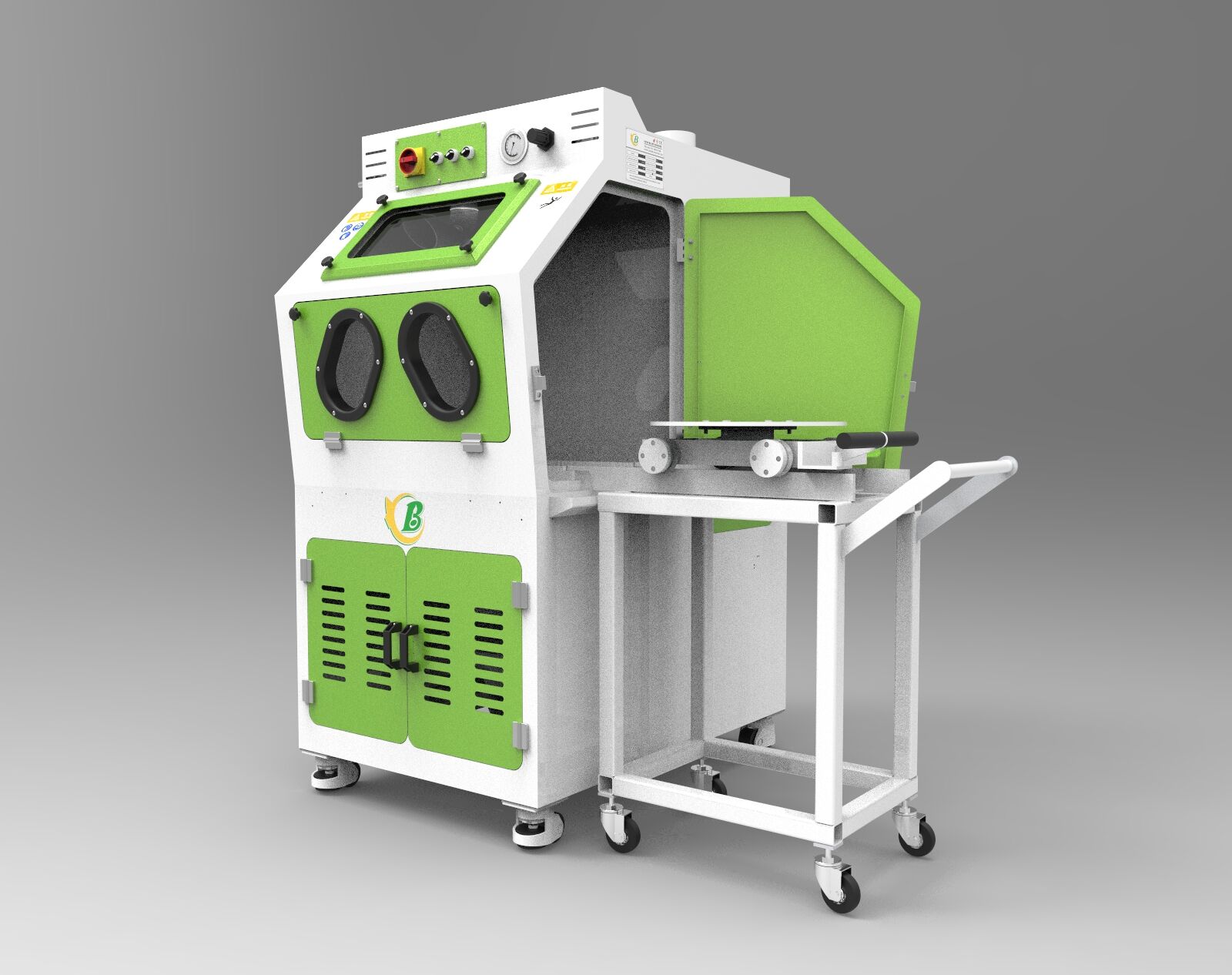 新型環保式手動推車轉臺噴砂機